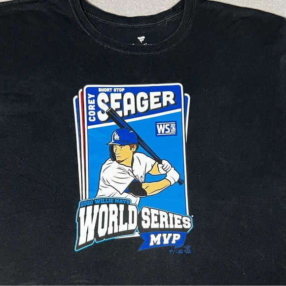 Corey Seager 2020 World Series MVP Dodgers T-Shirt 2XL Black MLB Fanatics - Picture 2 of 5